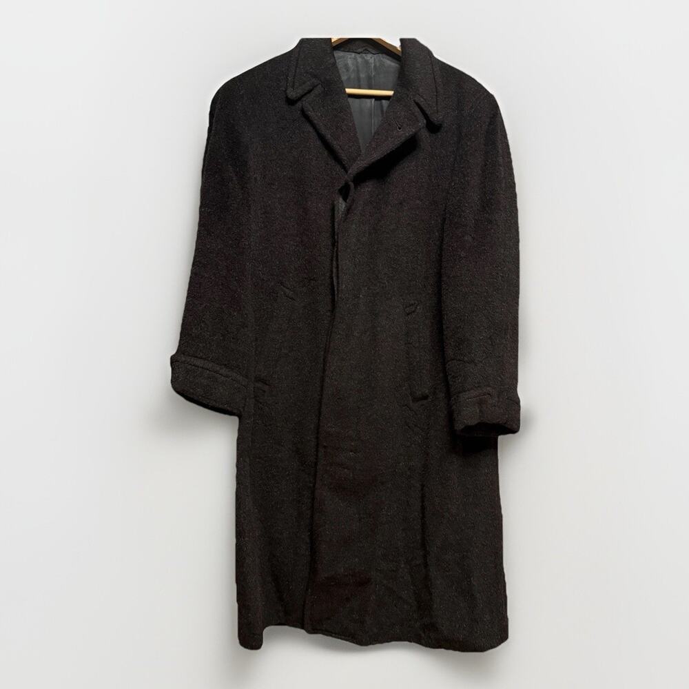 Vtg 1940s 50s Shragge Quality KAMELPACA Camel Hair Alpaca Overcoat Men’s Gray S